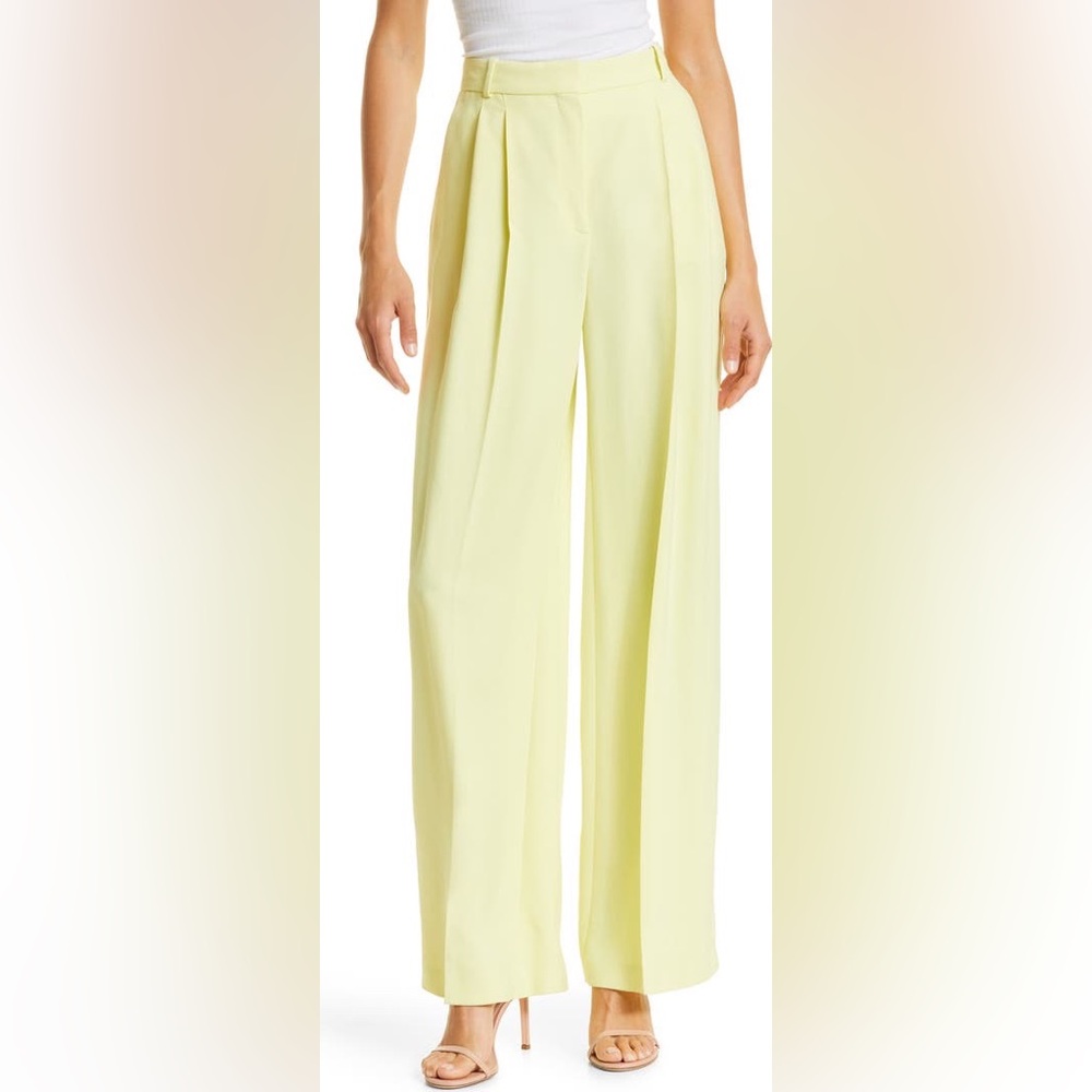 Hugo Boss Tillia Pleated Wide Leg Trousers In Green